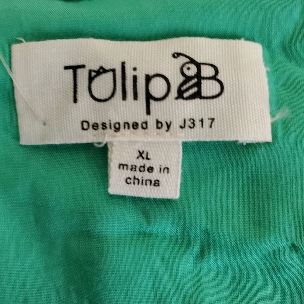 Tulip B Women XLarge Green Floral Sleeveless Fit and Flare Dress Pockets MDJD630 - Picture 4 of 10
